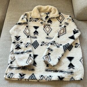 Warm & Cozy oversized sherpa/fleece 3/4 zip up